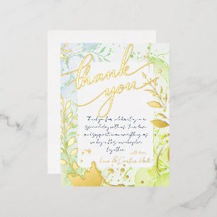 Postale D'invitation À Feuilles D'aluminium Carte de remerciement minimaliste couleur aquarell