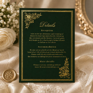 Postale D'invitation À Feuilles D'aluminium Carte de réponse de mariage élégante vintage émera