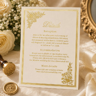 Postale D'invitation À Feuilles D'aluminium Carte de réponse de mariage élégante vintage ivoir