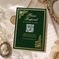Carte de réponse de mariage Régence émeraude vinta