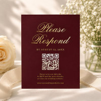 Carte de réponse de mariage Régence en or burgundy