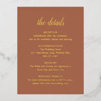 Carte Mariage Gold Foil Terracotta