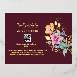 Postale D'invitation À Feuilles D'aluminium Carte métallisée RSVP aux floraisons rose pêche ja