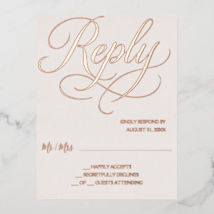 Postale D'invitation À Feuilles D'aluminium Carte RSVP Blush rose Gold Foil