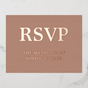 Postale D'invitation À Feuilles D'aluminium Carte RSVP classique Mocha Song Choice Foil