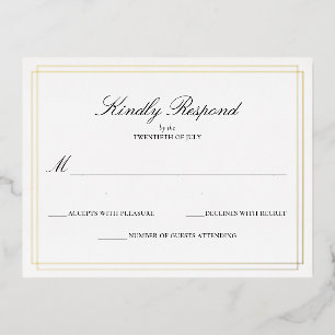 Postale D'invitation À Feuilles D'aluminium Carte RSVP de mariage traditionnelle
