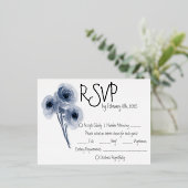 Postale D'invitation À Feuilles D'aluminium Carte RSVP Soft Blue Flower Wedding (Debout devant)