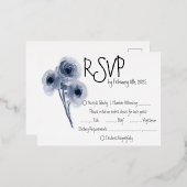 Postale D'invitation À Feuilles D'aluminium Carte RSVP Soft Blue Flower Wedding (Recto/Verso)