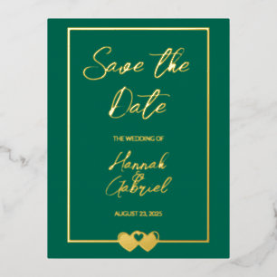 Postale D'invitation À Feuilles D'aluminium Elégant mariage vert Enregistrer la date Carte pos