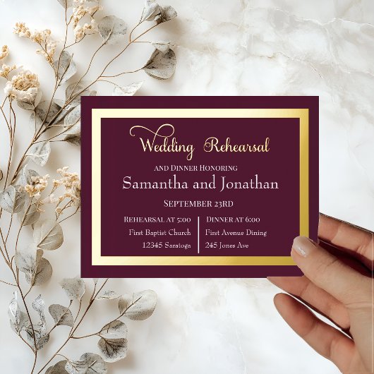 Postale D'invitation À Feuilles D'aluminium Élégante calligraphie sur la carte de répétition p