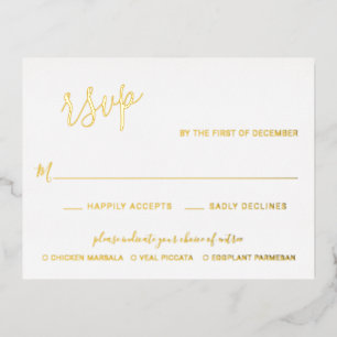 Postale D'invitation À Feuilles D'aluminium Elégante carte RSVP Mariage moderne Foil