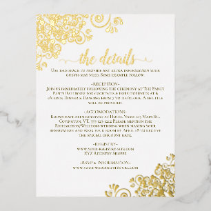 Postale D'invitation À Feuilles D'aluminium Elégante huile d'or sur la carte de détails Mariag