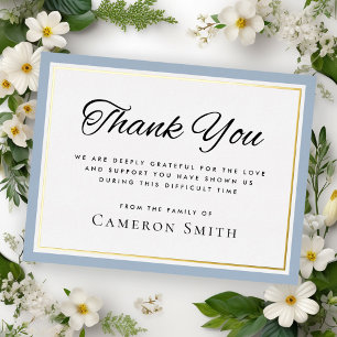Postale D'invitation À Feuilles D'aluminium Foil frontière bleu pâle carte de remerciements de