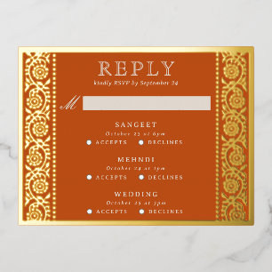 Postale D'invitation À Feuilles D'aluminium Gold Foil Multi Événement Floral Wedding Carte RSV