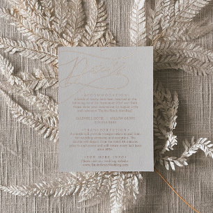 Postale D'invitation À Feuilles D'aluminium Huile d'or Rose romantique Carte de détails de v