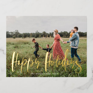 Postale D'invitation À Feuilles D'aluminium script lunatique photo joyeuse carte de vacances