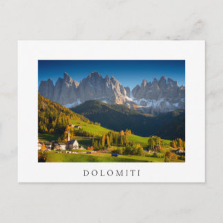Postale Dolomites village en automne blanc texte carte pos