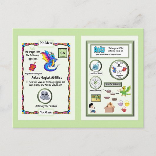 Postale Dragon de table périodique - Carte antimoine (Devant)