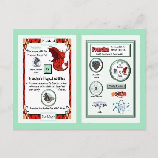 Postale Dragon de table périodique - Carte Francium (Devant)
