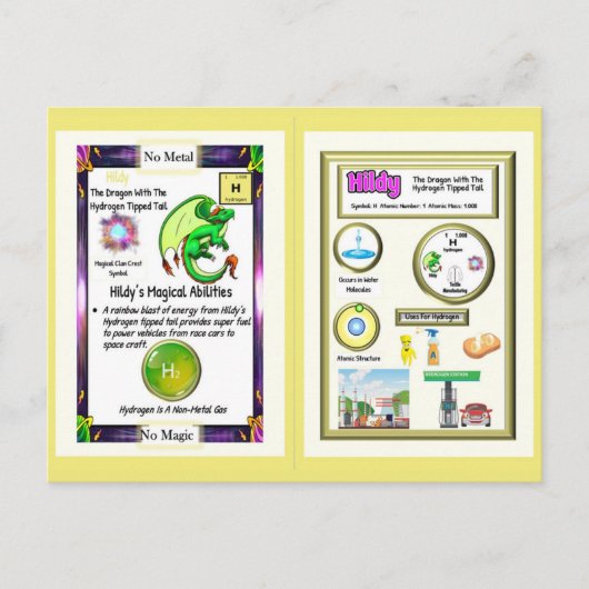 Postale Dragon de table périodique - Carte Hydrogène (Devant)
