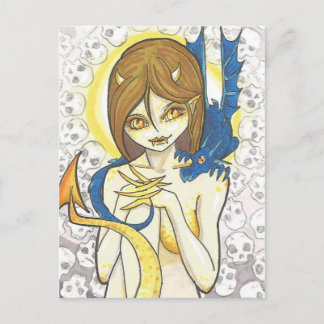 Postale Dragon et crâne nymphe Imaginaire Art Carte postal