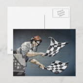 Postale Drapeau À damiers course automobile de carte posta (Devant / Derrière)