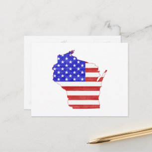 Postale Drapeau américain patriotique en forme de carte du