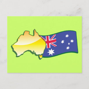 Postale Drapeau australien et carte aussie