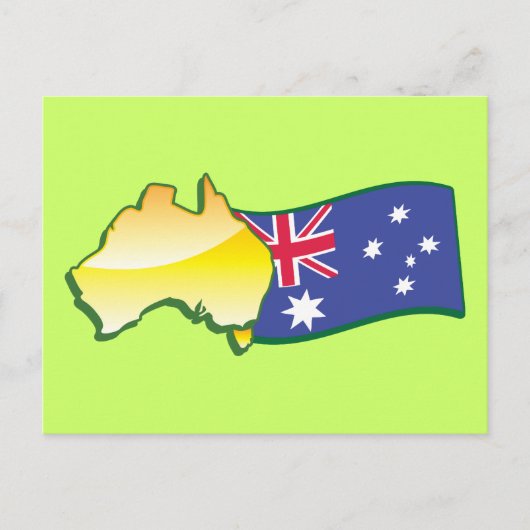 Postale Drapeau australien et carte aussie (Devant)