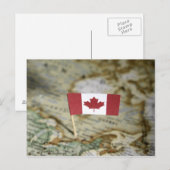 Postale Drapeau canadien sur la carte (Devant / Derrière)