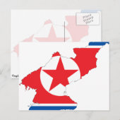 Postale Drapeau carte de Corée du Nord (Devant / Derrière)
