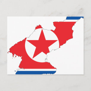 Postale Drapeau carte de Corée du Nord