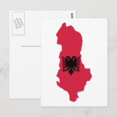 Postale Drapeau de la carte de l'Albanie (Devant / Derrière)
