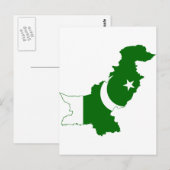 Postale Drapeau de la carte du Pakistan (Devant / Derrière)