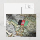 Postale Drapeau de l'Afghanistan dans la carte (Devant / Derrière)