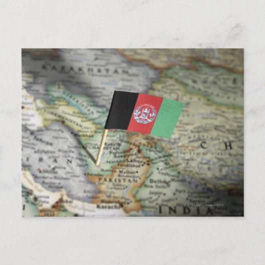 Postale Drapeau de l'Afghanistan dans la carte (Devant)