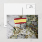 Postale Drapeau espagnol dans la carte (Devant / Derrière)