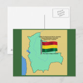 Postale Drapeau et carte de la Bolivie (Devant / Derrière)
