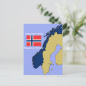 Postale Drapeau et carte de la Norvège (Debout devant)