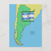 Postale Drapeau et carte de l'Argentine (Devant)