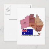 Postale Drapeau et carte de l'Australie (Devant / Derrière)
