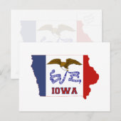 Postale Drapeau et carte de l'État de l'Iowa (Devant / Derrière)