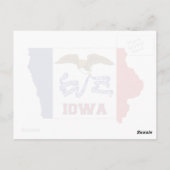 Postale Drapeau et carte de l'État de l'Iowa (Dos)