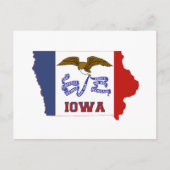Postale Drapeau et carte de l'État de l'Iowa (Devant)