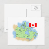 Postale Drapeau et carte du Canada (Devant / Derrière)