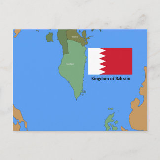 Postale Drapeau et carte du Royaume de Bahreïn