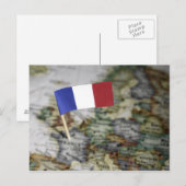 Postale drapeau français sur la carte (Devant / Derrière)