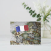 Postale drapeau français sur la carte (Debout devant)