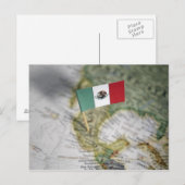 Postale Drapeau mexicain sur la carte (Devant / Derrière)