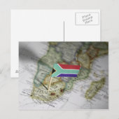Postale Drapeau sud-africain sur la carte (Devant / Derrière)